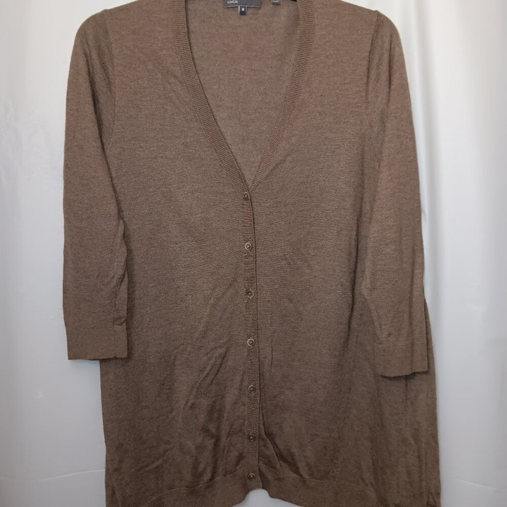 VINCE LIGHTWEIGHT BUTTON FRONT CARDIGAN SWEATER BROWN WOMEN'S SIZE MEDIUM